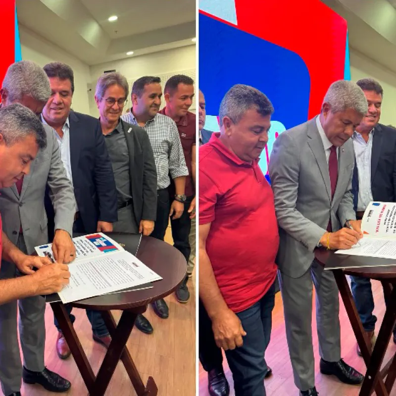 Ao lado do governador, prefeito de Barra da Estiva anuncia a pavimentação asfáltica que ligará o povoado de Placa ao distrito de Triunfo do Sincorá