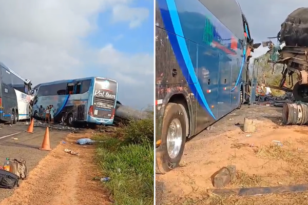 Colisão entre ônibus e carreta deixa cinco mortos e 24 feridos na Bahia
