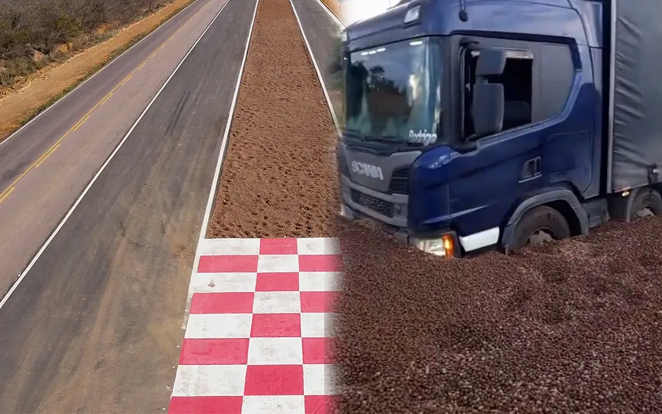 Freios falham na descida da Serra de Ituaçu: caminhoneiro evita acidente ao usar área de escape