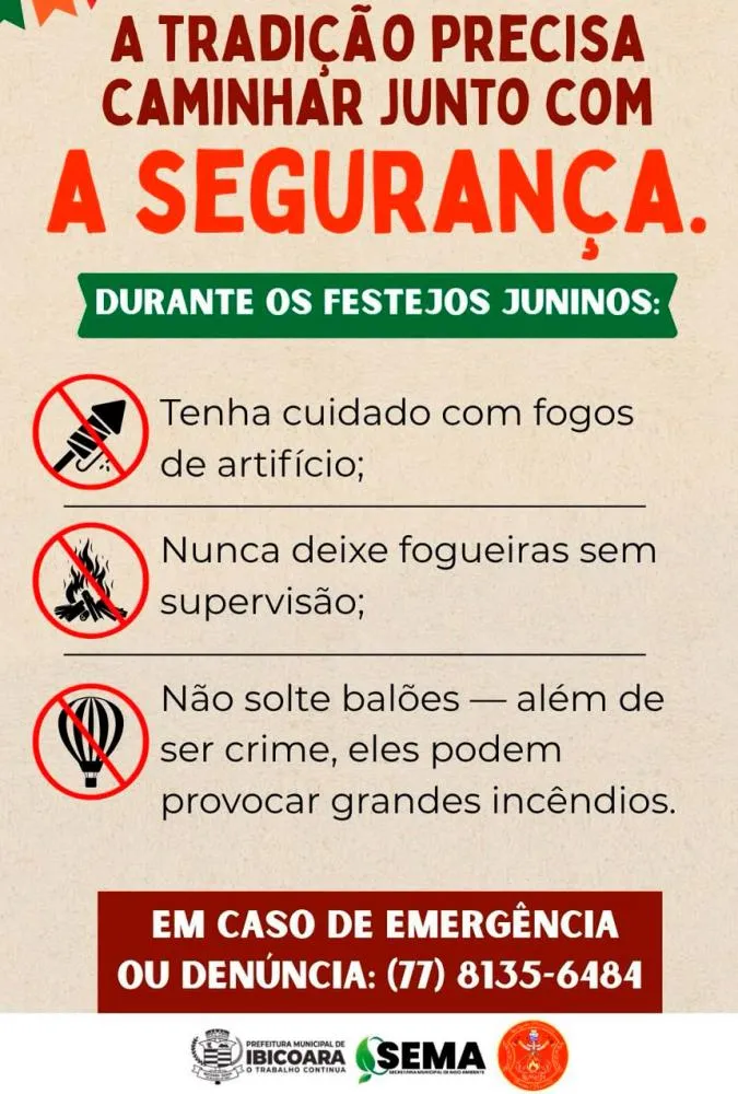 Ibicoara reforça orientações de segurança para as festas juninas
